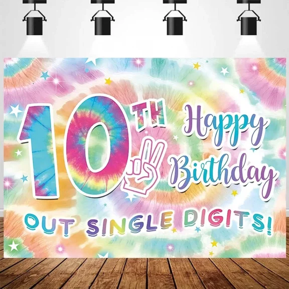 Lheaggik 1pc Colorful Themed 10th Birthday Party Banner for Indoor or Outdoor Celebrations, Home & Wall Decor Birthday Party Decoration