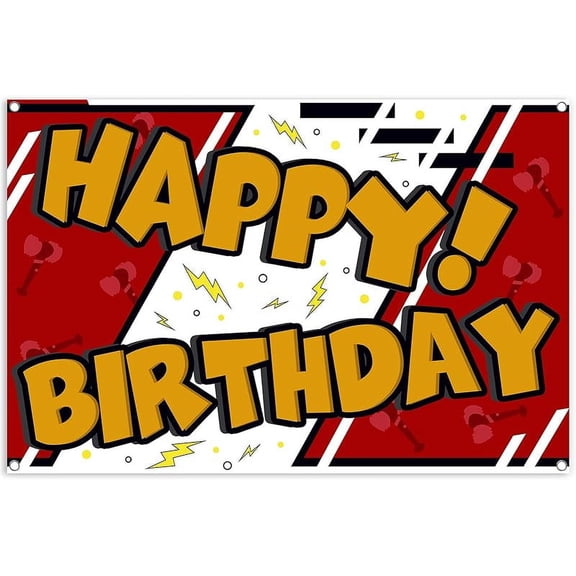 Lheaggik 3.6x5.9ft Red and Yellow Lightning Theme Backdrop Cartoon Photography Background Kids Boys Girls Birthday Party Decorations Photo Booth Banner Props