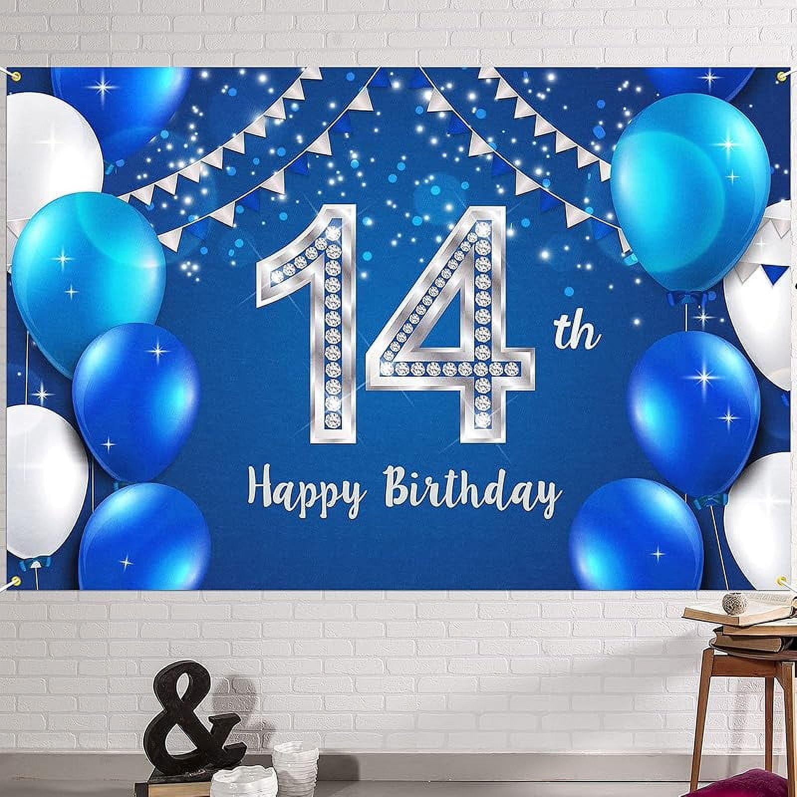 Lheaggik 6x4ft Happy 14th Birthday Banner Backdrop - Birthday ...