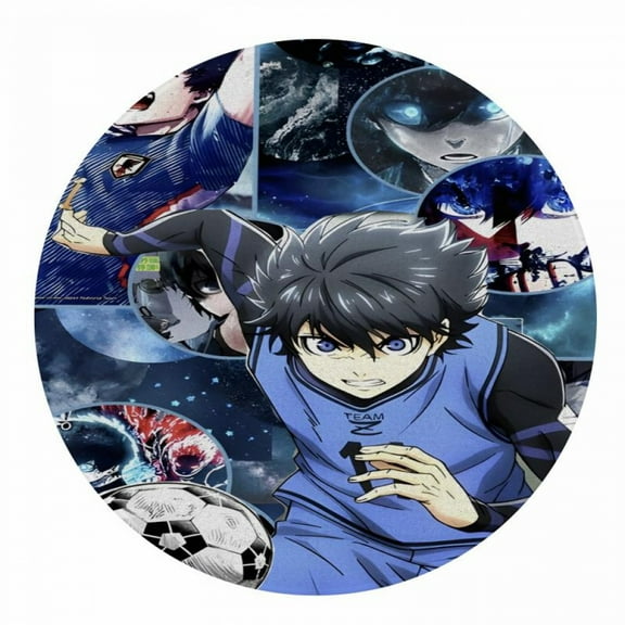 Lheaggik Anime Blue Lock Carpet Floor Rug Room Decor Cool Cartoon Velvet Round Mat Bedroom Living Room Decor 60x60cm
