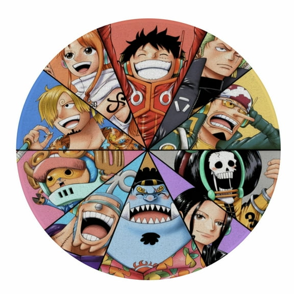 Lheaggik Anime Carpet Floor Rug Room Decor Cool Roronoa Zoro Velvet Round Mat Bedroom Living Room Decor for Men Women 60x60cm