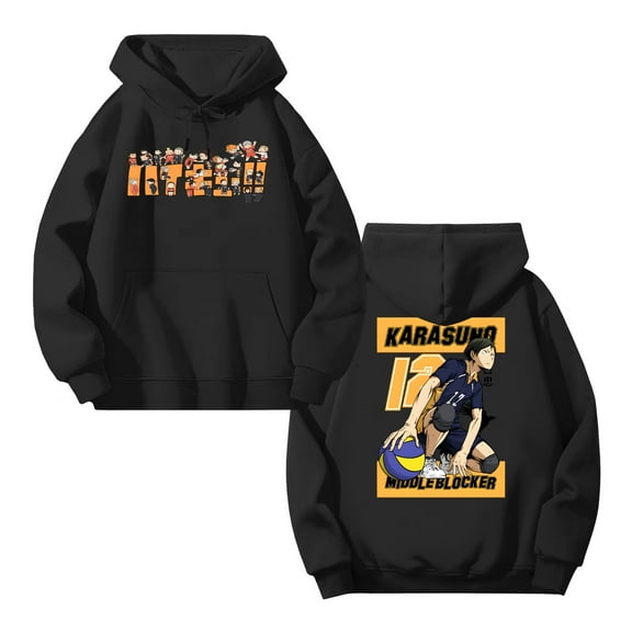 Lheaggik Anime Haikyuu Hoodie Cartoon Graphic Long Sleeve Streetwear Women Men Hooded Sweatshirt Funny Clothes S