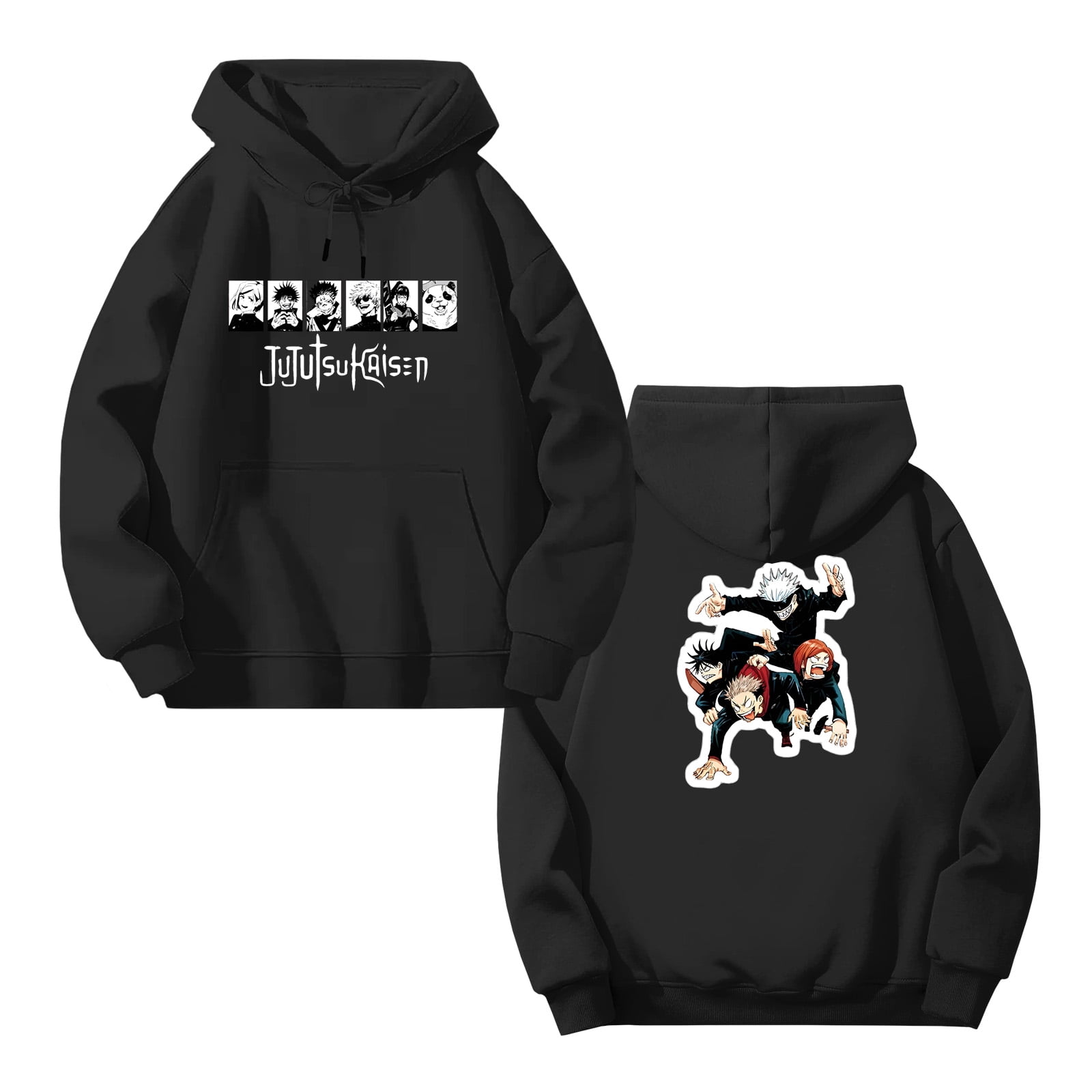 Lheaggik Anime Jujutsu Kaisen Hoodie Cartoon Graphic Long Sleeve Streetwear Women Men Hooded Sweatshirt Funny Clothes M
