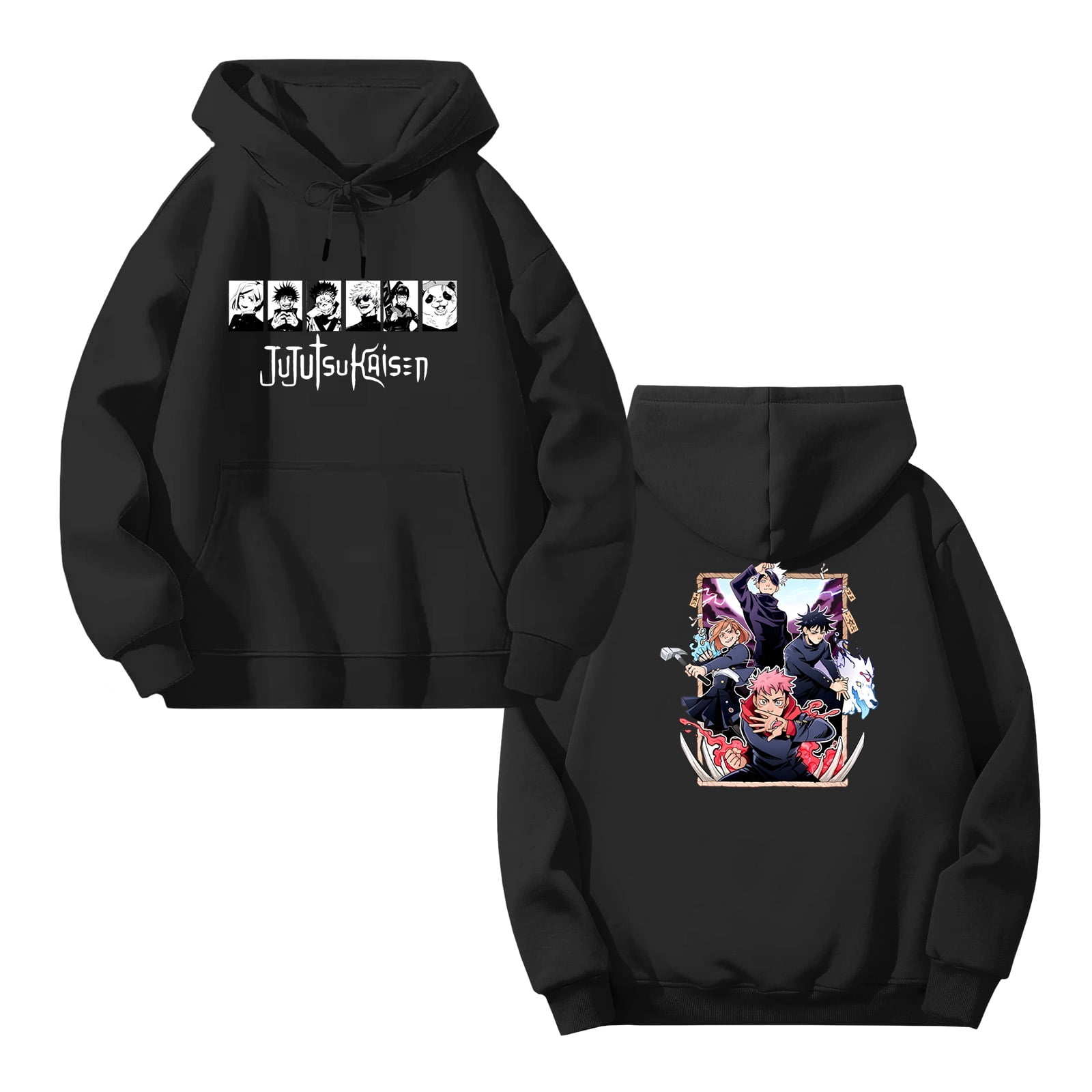 Lheaggik Anime Jujutsu Kaisen Hoodie Cartoon Graphic Long Sleeve Streetwear Women Men Hooded Sweatshirt Funny Clothes M