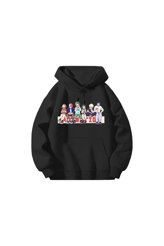 Anime My Hero Acade Hoodie Cartoon Graphic Long Sleeve Streetwear Women Men Hooded Sweatshirt Funny Clothes L