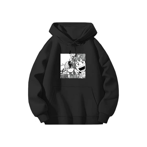 Lheaggik Anime My Hero Acade Hoodie Cartoon Graphic Long Sleeve Streetwear Women Men Hooded Sweatshirt Funny Clothes L