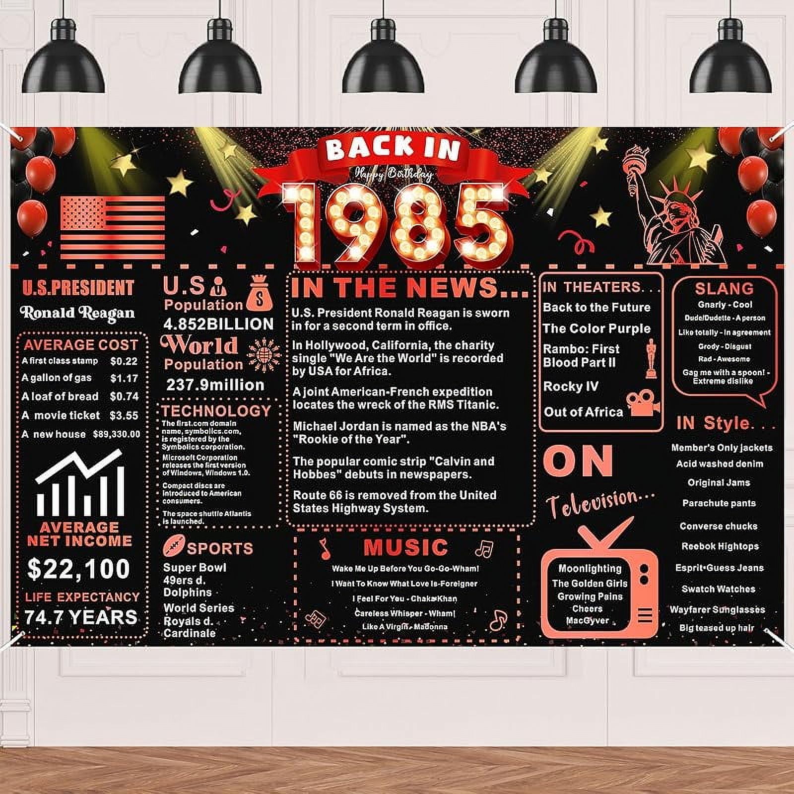 Lheaggik Back In 1985 Red and Black Birthday Decorations Happy 40th ...
