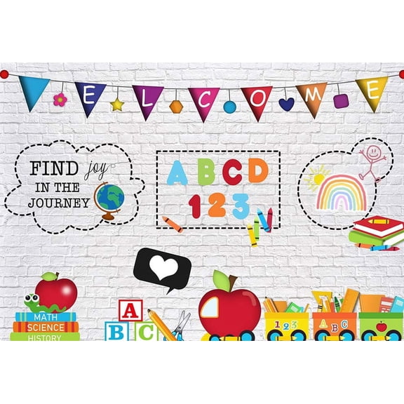 Lheaggik Back to School Backdrop & Welcome Banner First Day of School Hanging Photography Background for Classroom School Party Decorations, 5X3FT