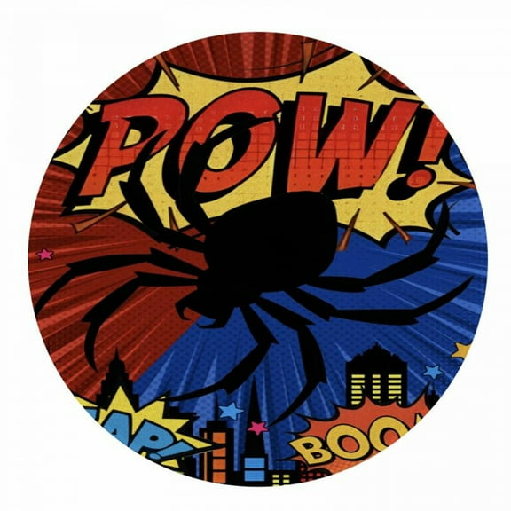 Lheaggik Cartoon Spider Web Carpet Floor Rug Room Decor Cool Anime Velvet Round Mat Bedroom Living Room Decor 60x60cm