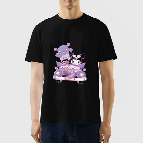 Lheaggik Cute Cartoon T-Shirt Men Women Crew Neck Shirt Cosplay Short Sleeve Kuro-mi Shirts Black XL