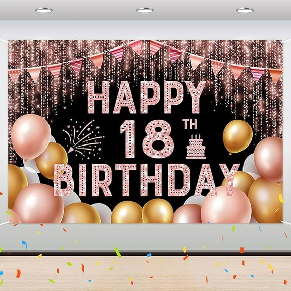 Lheaggik Happy 25th Birthday Backdrop Banner - Girl 25 Years Old Birthday Party Background - 25th Birthday Party Photography Background Decoration - 6 x 4 Feet