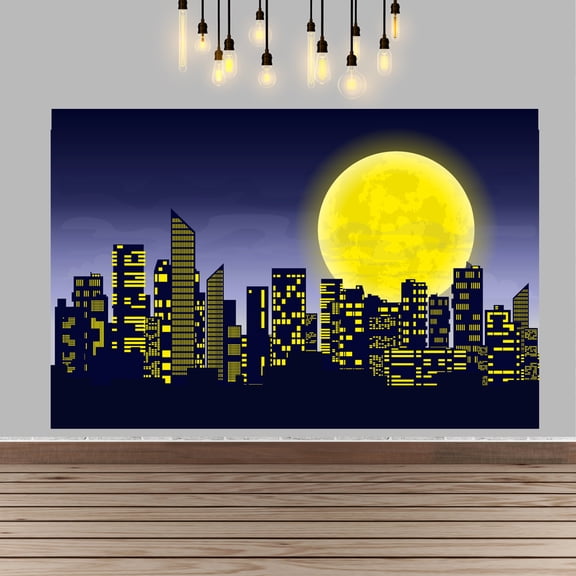 Lheaggik Hero Cityscape Photography Backdrop 5x3ft Comic Buildings for Cartoon Super City Theme Birthday Party Cake Table Decorations Banner Photo Prop