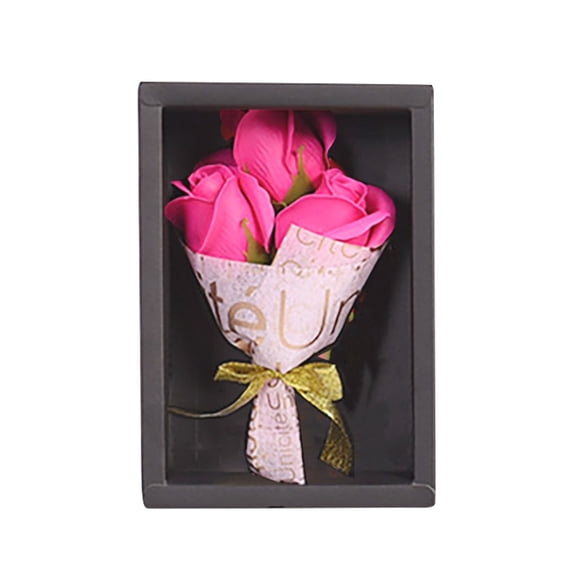 Lhked 7" Artificial Soap Pink Roses Mother's Day Bouquet (3 Count)