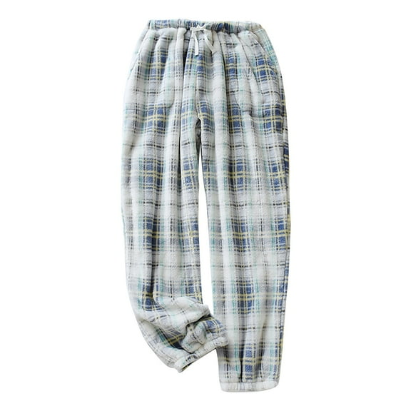 Lhpant Women Flannel Pajama Pants Fall Winter Fuzzy Plush Buffalo Plaid PJ Pants Sleep Bottoms Orange M