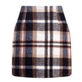 thumbnail image 1 of Lhpant Women's Mini Skirts 2026 Fall Winter Wool High Waisted Bodycon Plaid Pencil Skirts Casual Trendy A Line Stretch Skirt Brown L, 1 of 3
