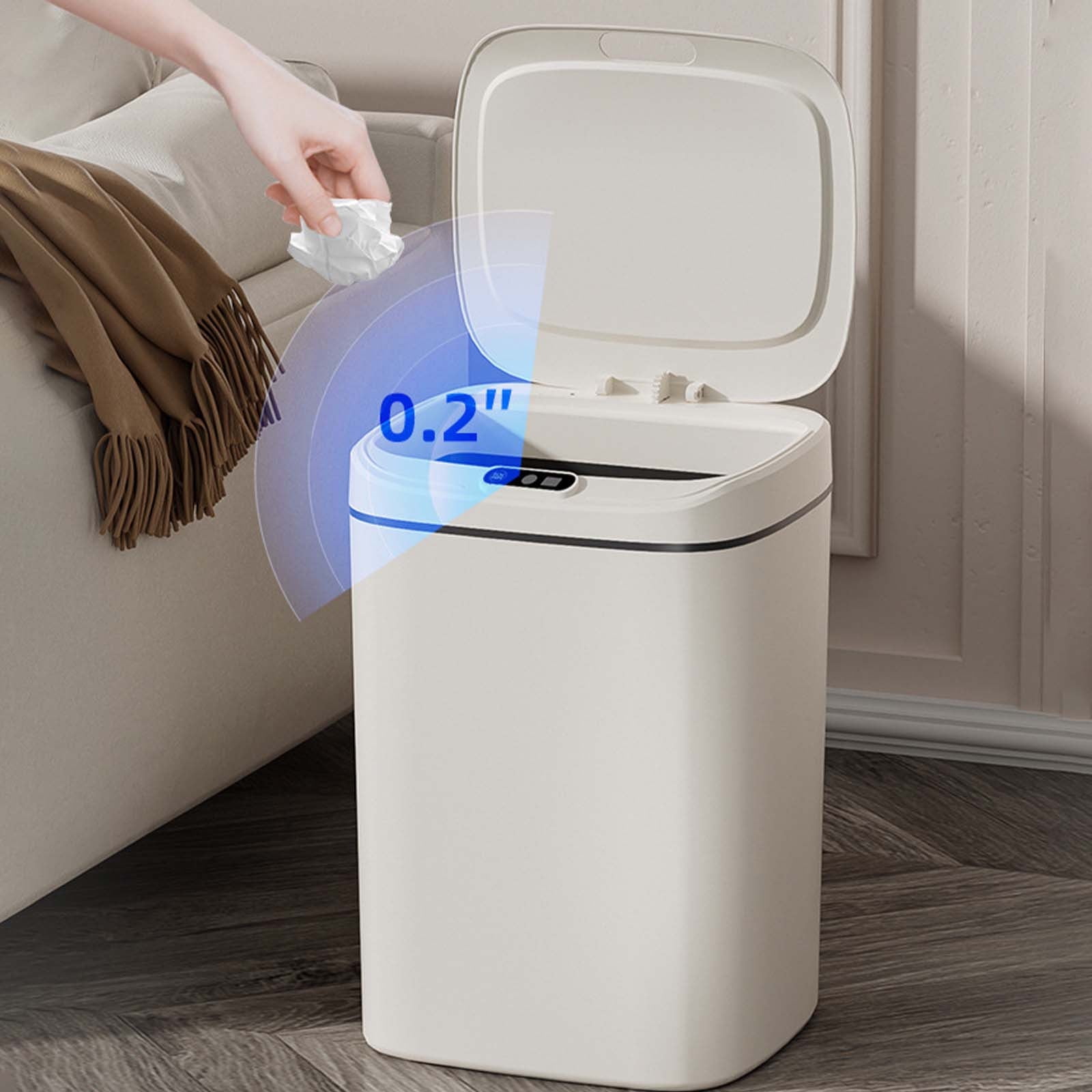 Lhrmh 3-Gallon Automatic Touchless Infrared Trash Can, White Plastic ...