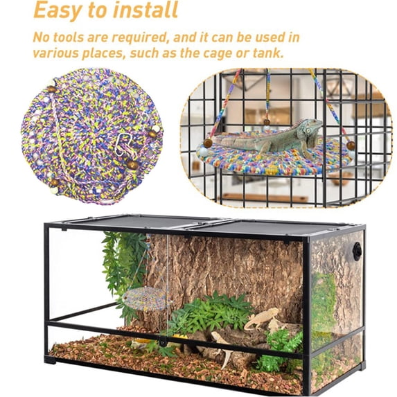 Lhujing Reptile Hammock Reptile Hanging Bed-Strong Bearing Capacity Comfortable Big Space Rest Lizard Hamster Swing-Pet Cage