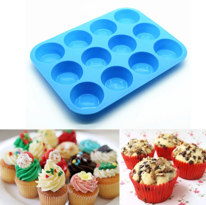 ChefVille Silicone Muffin Pan, 12 Cups Mini Cupcake Pan, Mini Baking Cups,  BPA Free Cupcake Mold for Homemade Muffins, Cupcakes, Frittatas and Quiches
