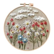 Li HB Store Beginner's Embroidery Flower Kit,Beginner Hand Embroidery 0 Based Diy Hand Embroidery Material Package,Cross-Stitch,E