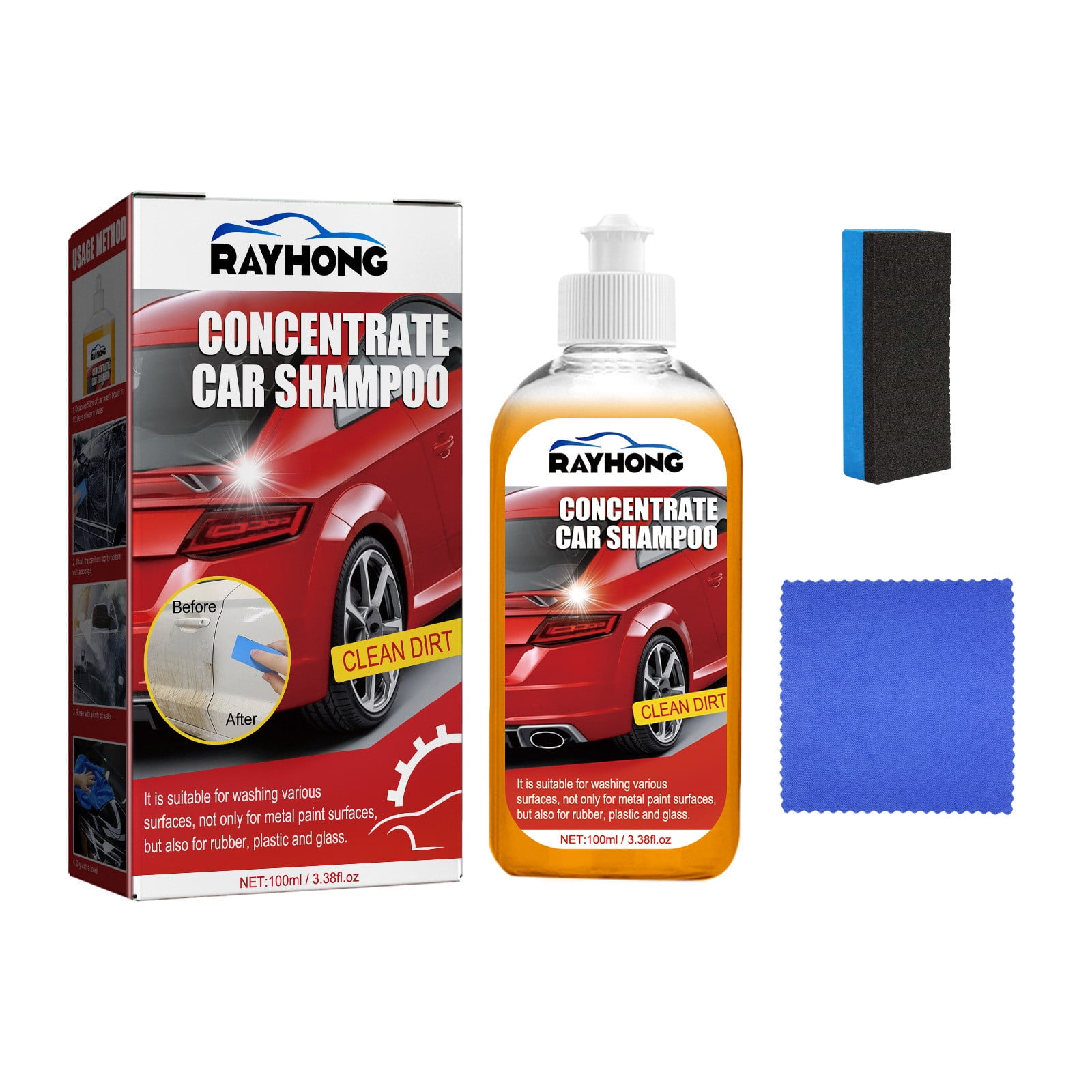 Li HB Store Car Exterior Shampoo Multipurpose Automotive Cleaners High  Concentration Super Foam Strong Decontamination Auto Wash Supplies  100ML,Car