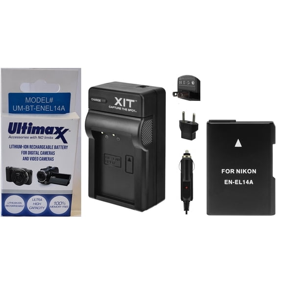 Li-Ion Hi-Cap EN-EL14a Battery & 110/220V Charger for Nikon D3100 D3200 D3300