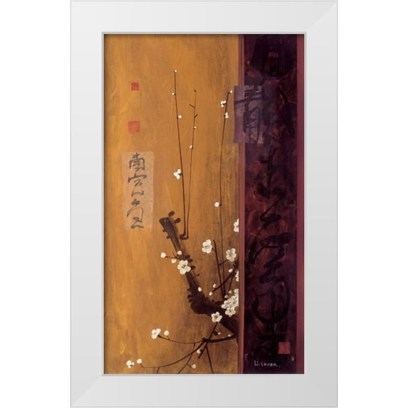 Li-Leger, Don 10x14 White Modern Wood Framed Museum Art Print Titled - Oriental Blossoms I