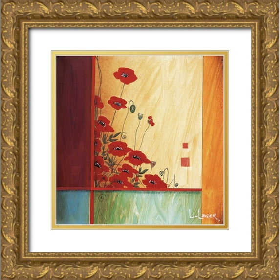 Li-Leger, Don 12x12 Gold Ornate Wood Framed with Double Matting Museum Art Print Titled - Along the Garden Wall