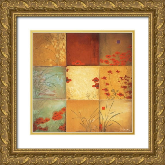 Li-Leger, Don 12x12 Gold Ornate Wood Framed with Double Matting Museum Art Print Titled - Poppy Nine Patch