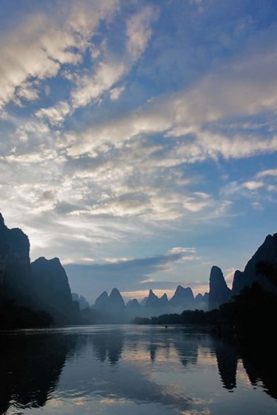 Li River and Karst Peaks at sunrise China Canvas Art - Adam Jones DanitaDelimont (23 x 35)