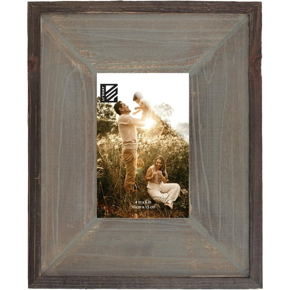 Li'Shay 4x6 Farmhouse Blue Wood Frame for Standard Sized Photo