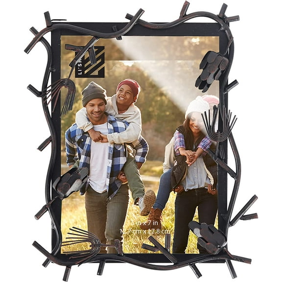 Li'Shay 7x5 Picture Frame Rustic Pine Metal Frame for Standard Sized Photo