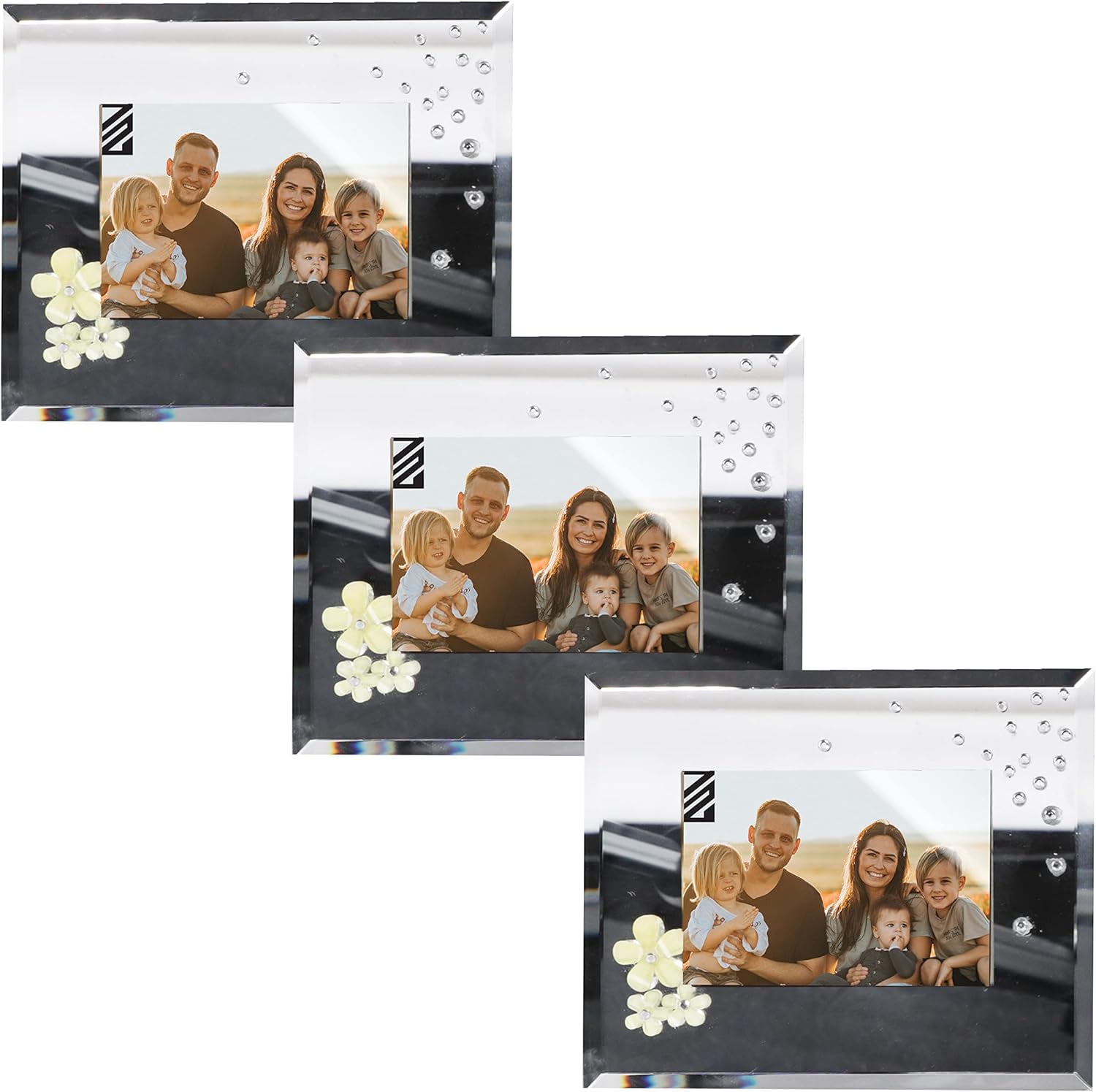 Li''''''''Shay Small Mirrored Glass Picture Frame for 3X5 Photos