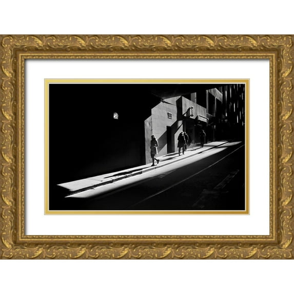 Li Wp, Allan 14x10 Gold Ornate Wood Framed with Double Matting Museum Art Print Titled - Shadow Of City Life
