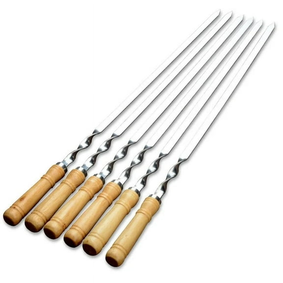 Li Xianchai   55cm Large Barbecue Skewer Reusable Stainless Steel BBQ Kebab Stick with Wooden Handle Outdoor Camping Picnic Tools Cooking Tool