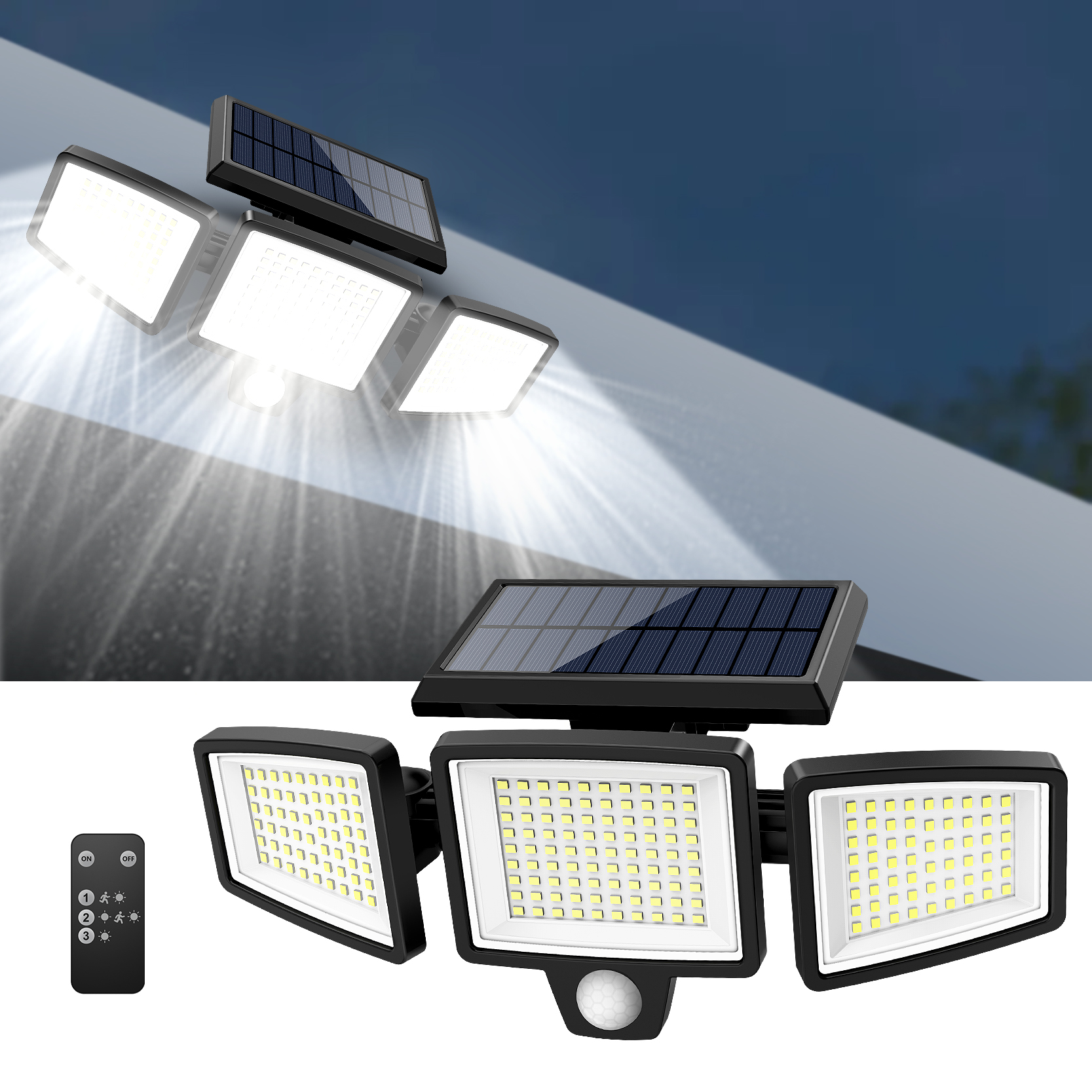 Li Xianchai IP65Waterproof Triple Head Outdoor Solar Light, 210LED ...