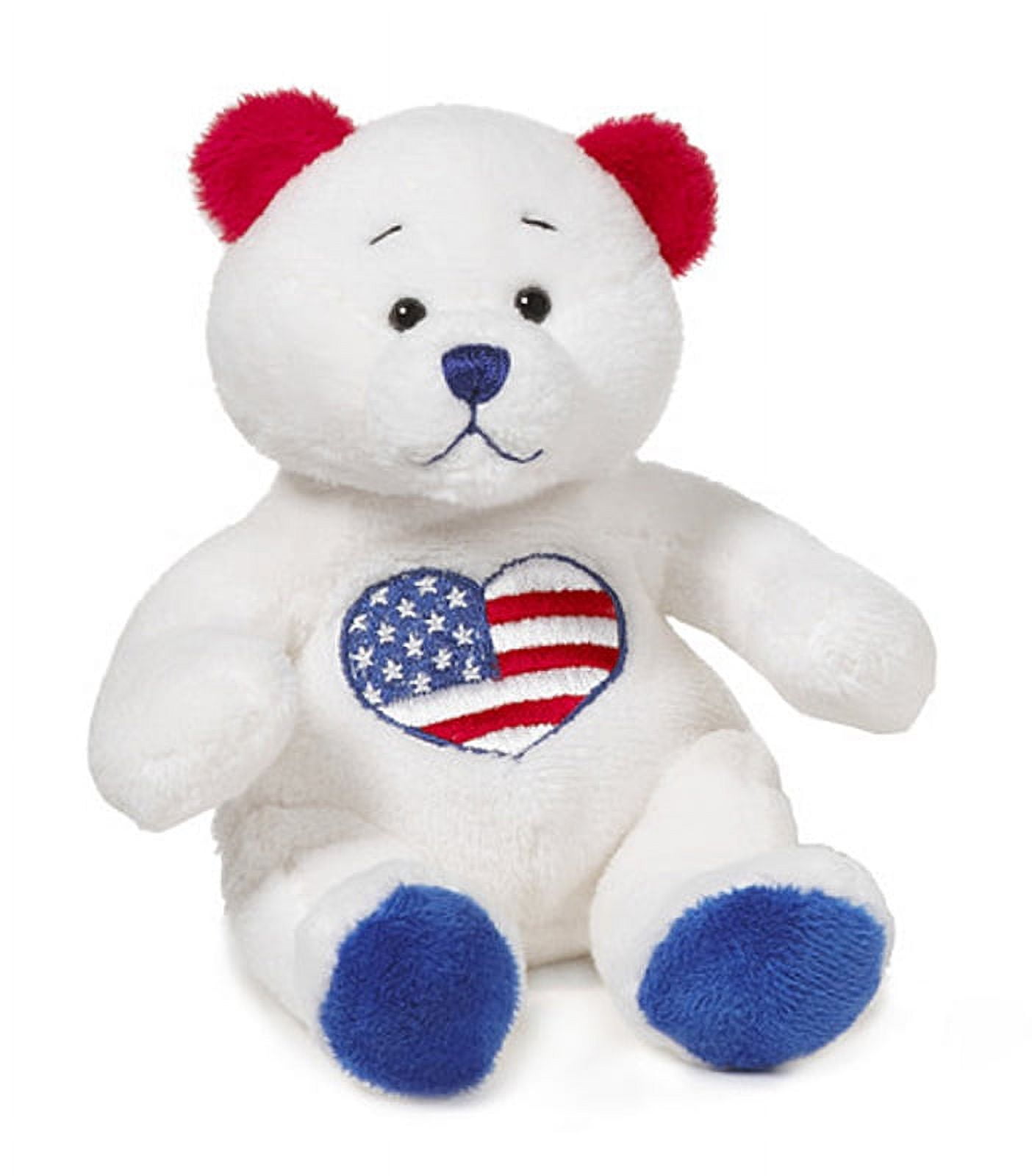 Li'l American Bear With Stars and Stripes Heart Chest Patch