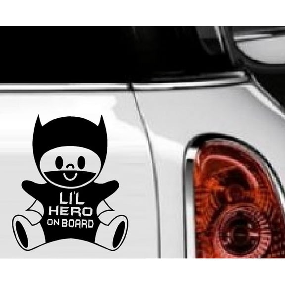 Li'l Hero on Board ~ Auto or Window Decal Black 8" x 10"