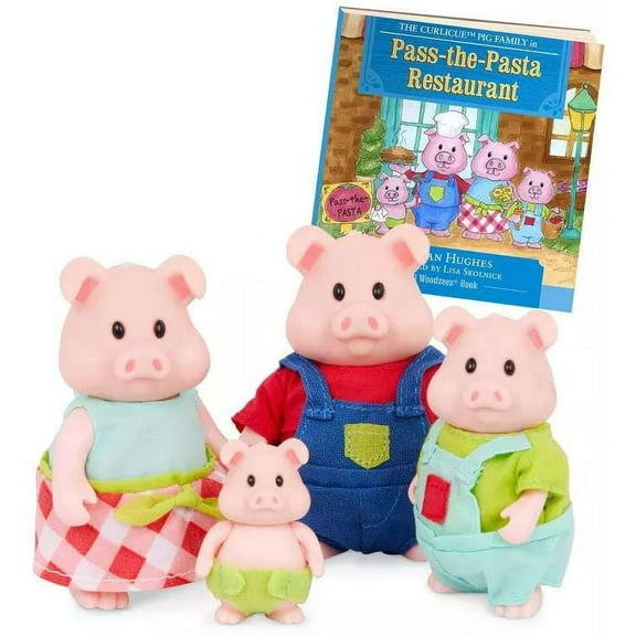 Li'l Woodzeez Farm Collection Curlicue Pig Family Figure Set