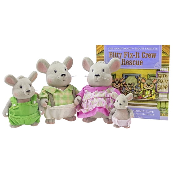 Li'l Woodzeez Handydandys Mouse Family Set & Storybook Mini Plush Pals