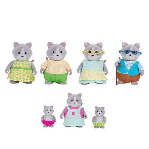 Li’l Woodzeez Miniature Animal Figurine Set - Daintypaw Cat Family