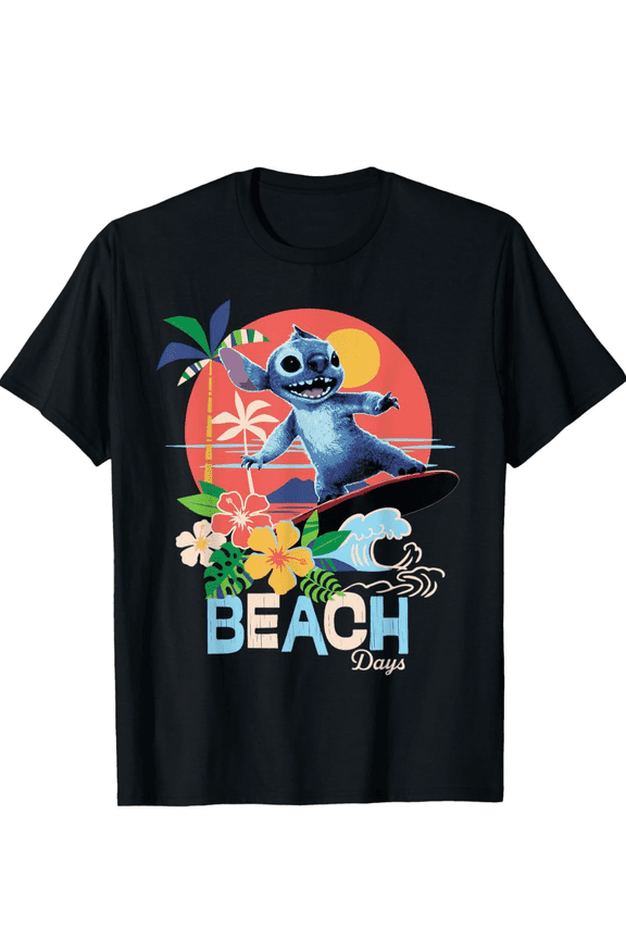 Li!o & Stit..ch T-Shirt, Beach Days Graphic, Short Sleeve Tee