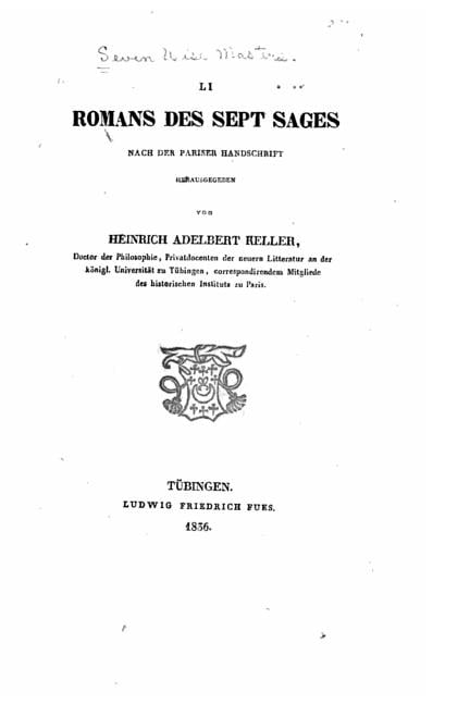 Li romans des sept sages, (Paperback)