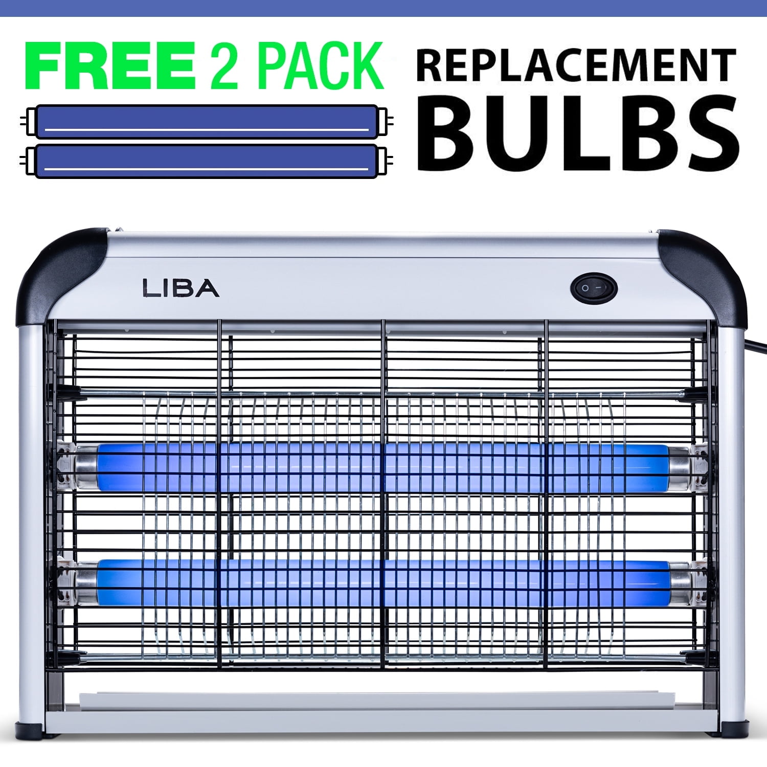 LiBa 2800V UV Light Bug Zapper with Extra 2 Pack Replacement Bulbs, Electric Indoor Mosquito Bug