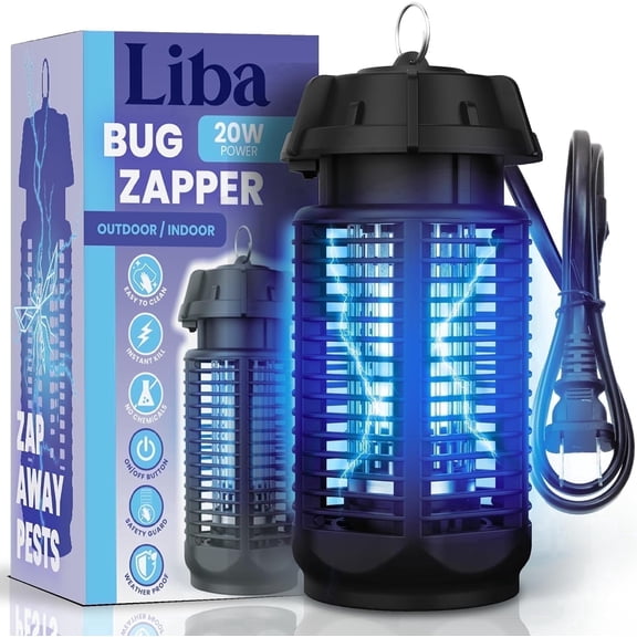 LiBa 4000V Powerful Grid Electric Bug Zapper with Switch, 20W Extra Brightness IPX4 Waterproof Trap