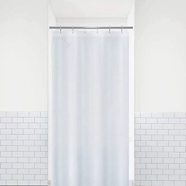 LiBa Fabric Bathroom Shower Curtain Liner, 34" W x 72" H White