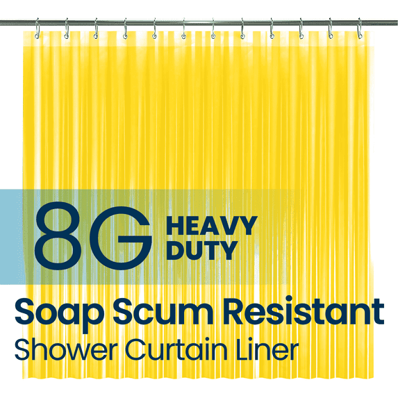 LiBa PEVA 8-Gauge Bathroom Shower Curtain Liner, 72" W x 72" H 8G Gold, Waterproof, Mold Resistant