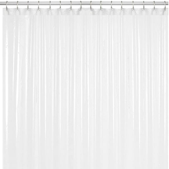 LiBa PEVA 8-Gauge Bathroom Shower Curtain Liner, 72" W x 72" H 8G White, Heavy-Duty Thickness Stall Shower Liner, Waterproof, Mold & Mildew-Resistant, Heavyweight Non-Toxic Fabric