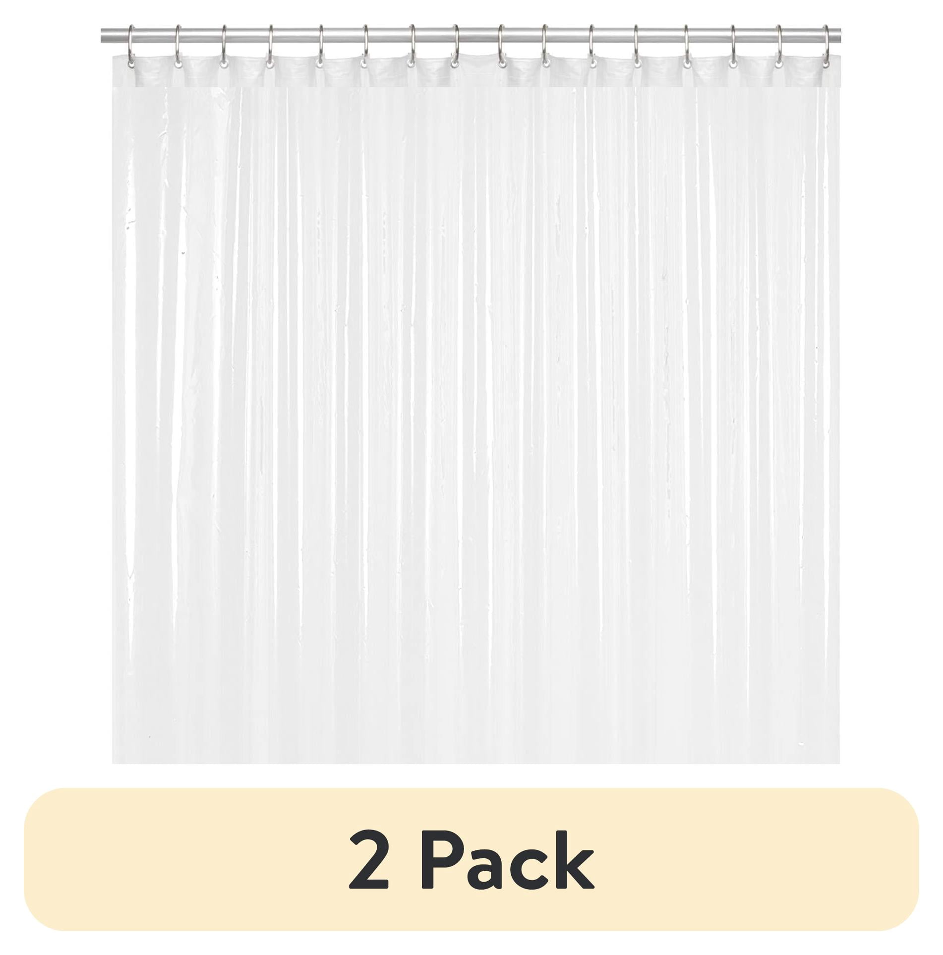 (2 pack) LiBa PEVA 8-Gauge Bathroom Shower Curtain Liner, 72" W x 72" H 8G White, Heavy-Duty Thickness Stall Shower Liner, Waterproof, Mold & Mildew-Resistant, Heavyweight Non-Toxic Fabric