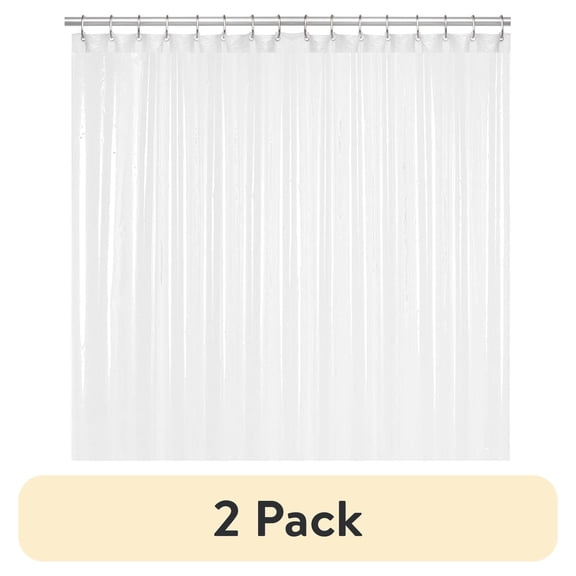 (2 pack) LiBa PEVA 8-Gauge Bathroom Shower Curtain Liner, 72" W x 72" H 8G White, Heavy-Duty Thickness Stall Shower Liner, Waterproof, Mold & Mildew-Resistant, Heavyweight Non-Toxic Fabric