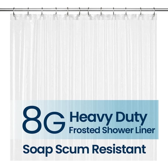 LiBa PEVA 8-Gauge Bathroom Shower Curtain Liner, 72" W x 84" H 8G Frosted, Heavy-Duty Thickness Stall Shower Liner, Waterproof, Mold & Mildew-Resistant, Heavyweight Non-Toxic Fabric